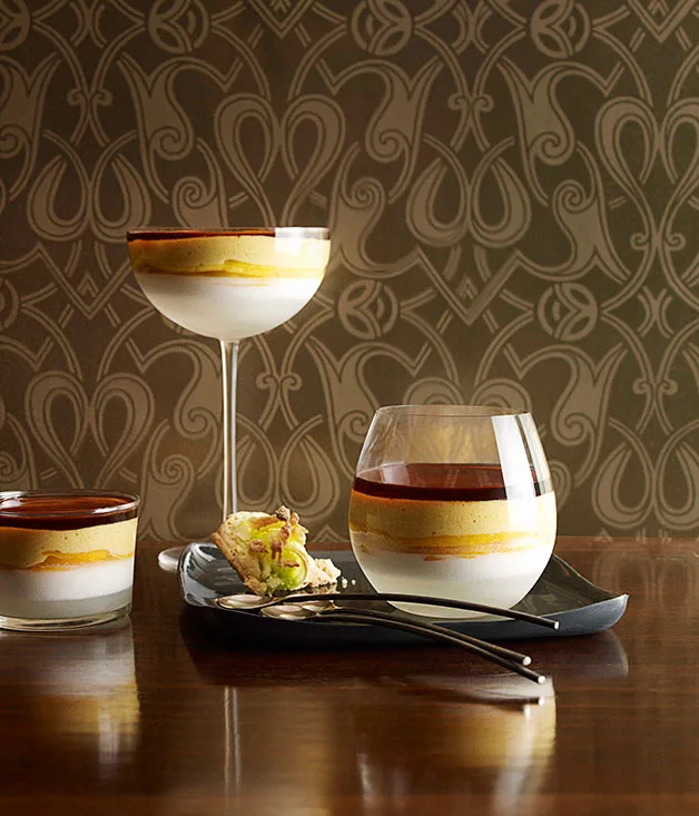 Martin Boetz: Young coconut jelly and burnt mango cream with pandanus macaroons