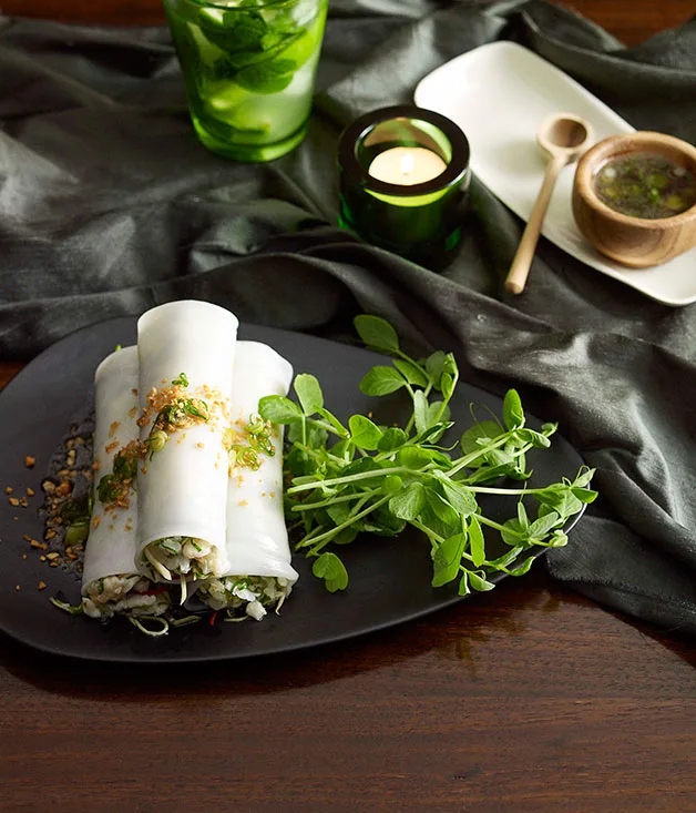 Martin Boetz: Steamed noodle rolls with crab, ginger and spring onion