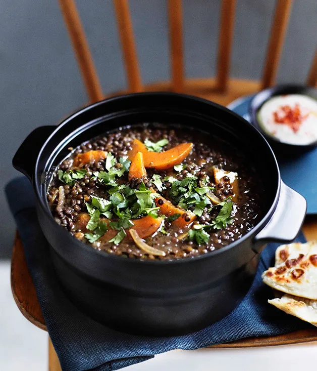 Brigitte Hafner: Green lentil soup with pumpkin and harissa