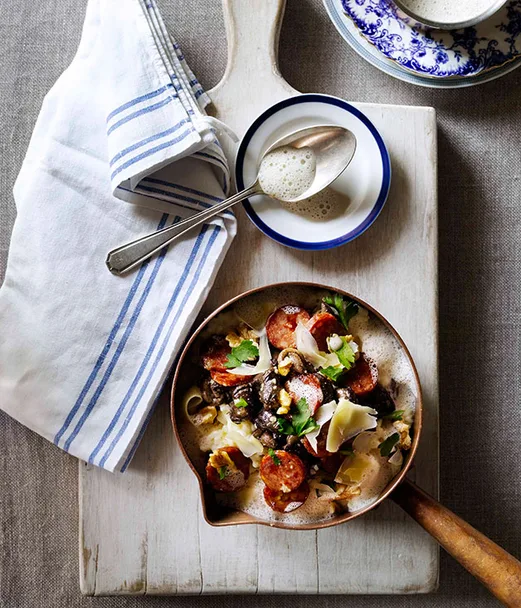 Jacques Reymond: Snail and smoked sausage risotto with walnuts and Comt&eacute;