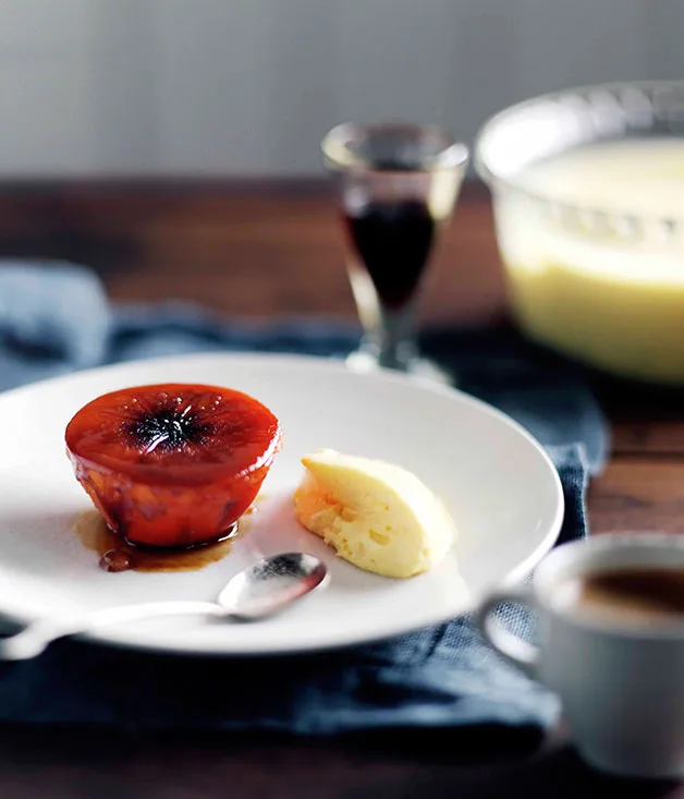 Sweet nightingale persimmons with navel orange bavarois à la Mary Ellen