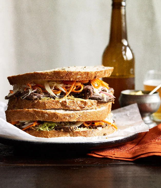 Wagyu brisket “pastrami” with coleslaw