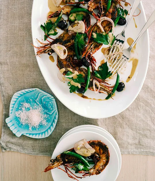 Grilled Tiger Prawns with Ortiz Anchovies