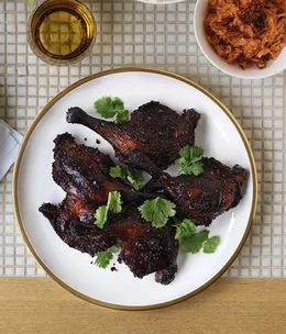 Slow-roasted duck legs marinated in lemongrass