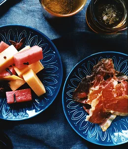 Pickled melon with serrano ham