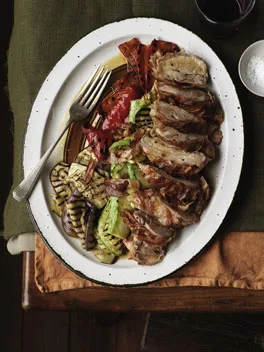 Chicken with pancetta and chargrilled vegetables