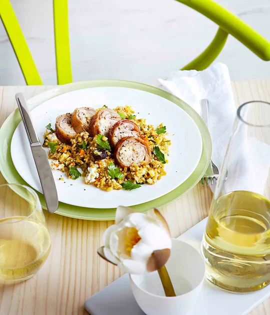 Quail ballotine with freekeh, cranberries and goat’s cheese | Gourmet Traveller
