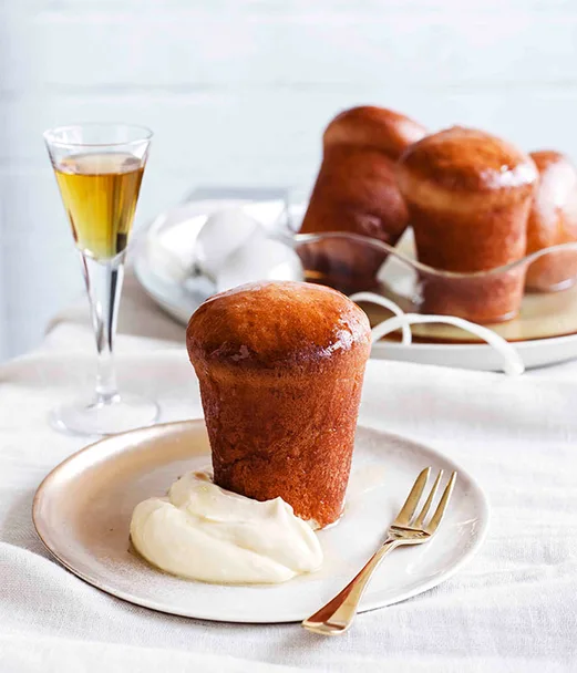 Rum baba with orange cream