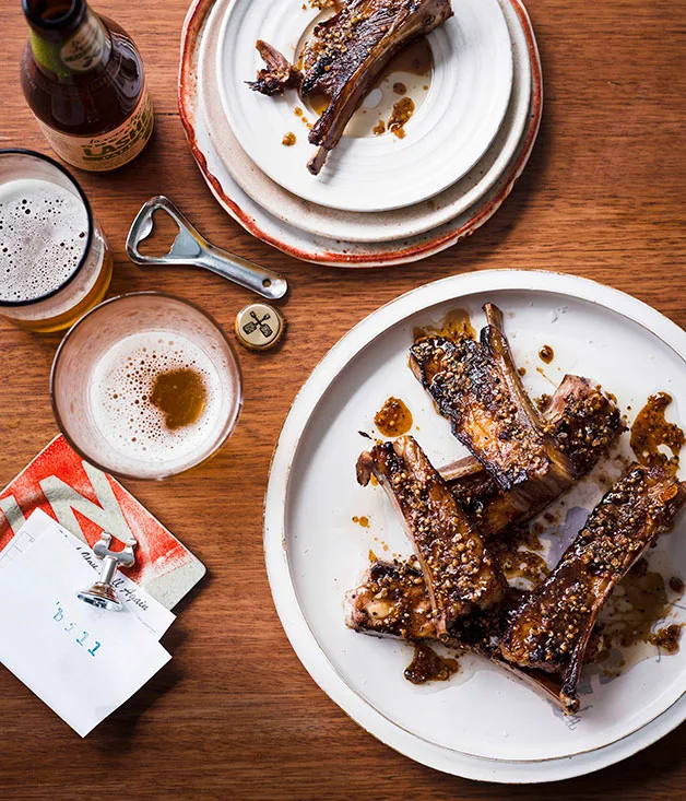 Char-grilled lamb ribs with coriander and pepper