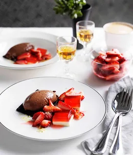 Chocolate, strawberries and cream