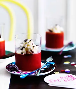 Blood-orange jellies with leche merengada