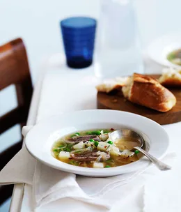 Pickled tongue with peas, potato and chilli