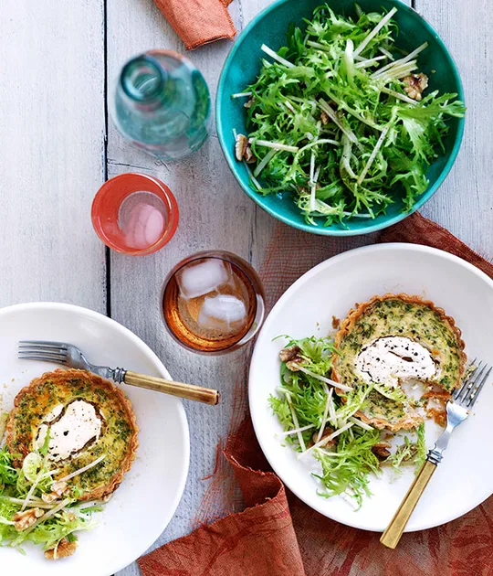 Goat’s Curd Tartlets with Apple and Frisée Salad