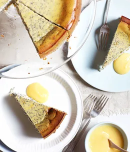 Poppy seed and ricotta cake with lemon curd