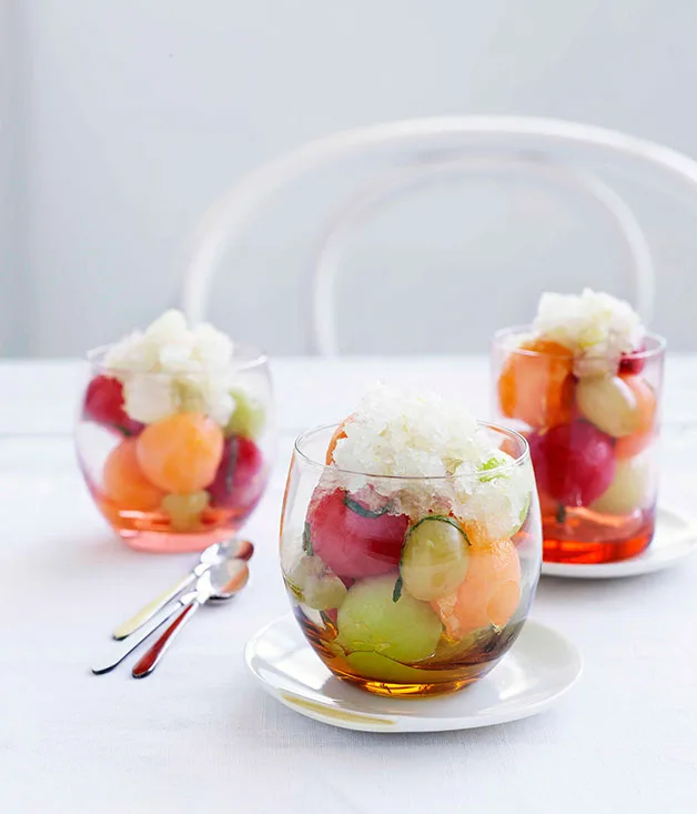 Champagne granita and melon