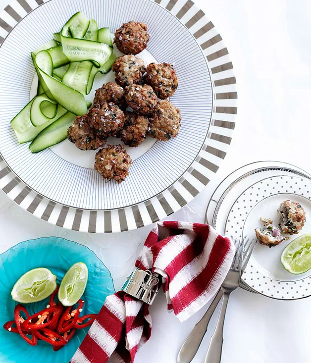 Chicken and lime leaf fritters