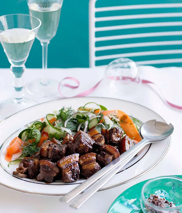 Caramelised pork belly with Chinese coleslaw