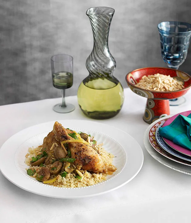 Chicken and lemon tagine with cracked green olives