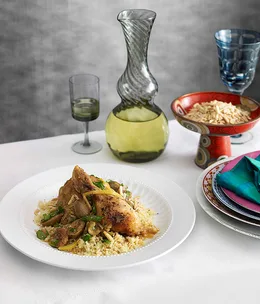 Chicken and lemon tagine with cracked green olives