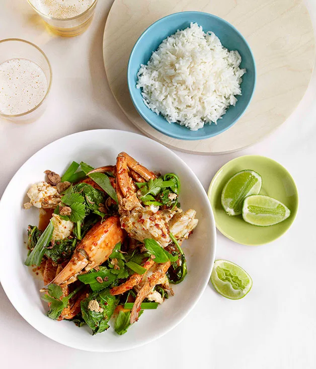 Wok-fried mud crab with chilli-tamarind caramel