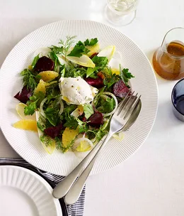 Beetroot, witlof, labne and orange salad