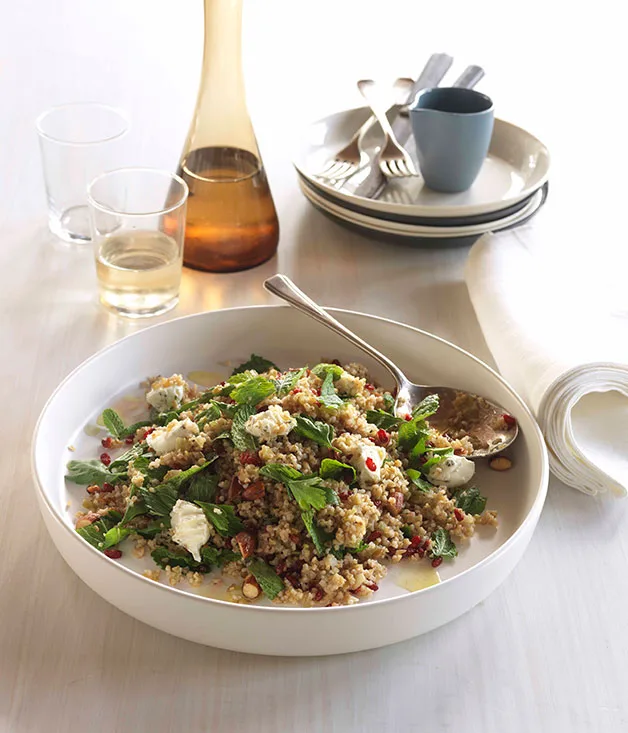 Cracked wheat and freekah salad with barberry dressing