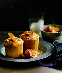 Roast apricot, almond and quinoa cakes