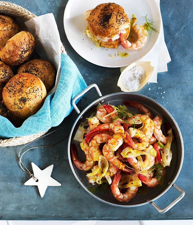 Prawn and fennel brioche rolls