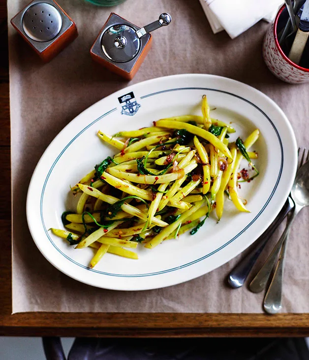 Seared yellow beans ’n’ greens