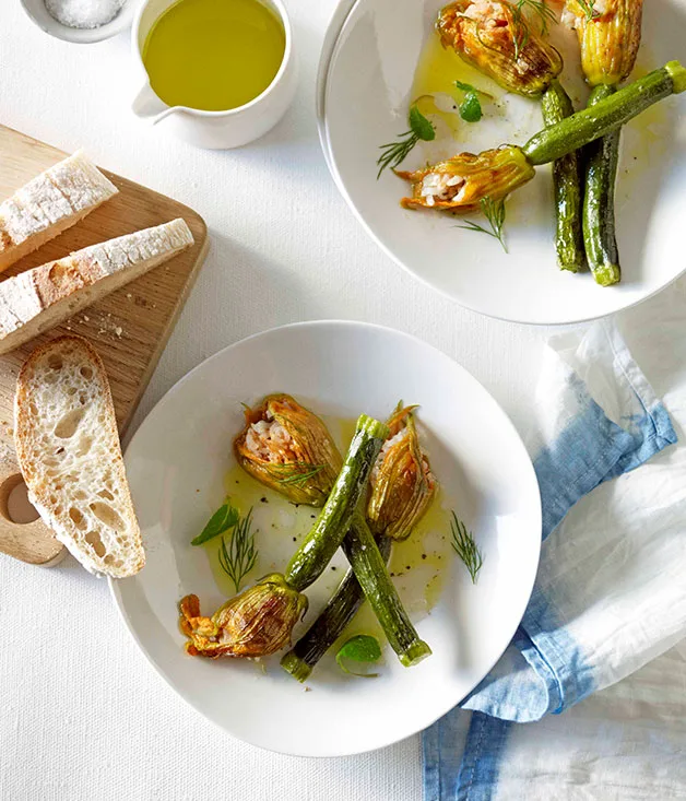 Stuffed zucchini flowers