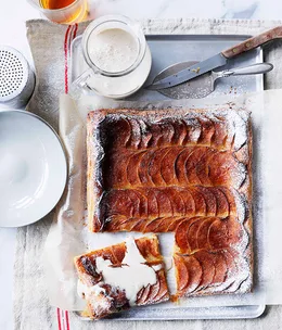 Apple and cinnamon tarte fine with cinnamon crème anglaise