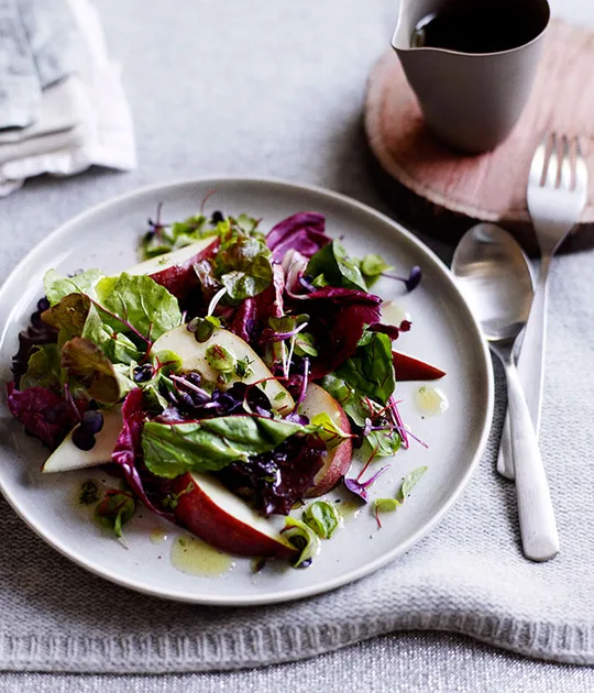 Pear and winter greens salad recipe | Gourmet Traveller