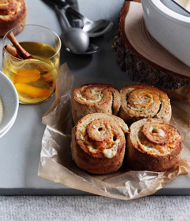 Cheese, onion and chive scrolls