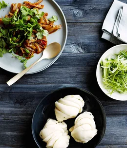 Sichuan-style beef tendon with steamed buns
