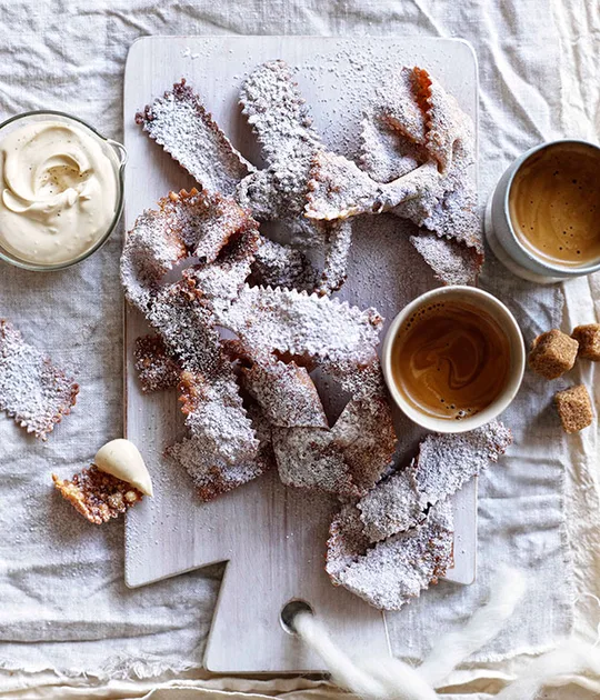 Fried pastries with espresso mascarpone recipe | Gourmet Traveller