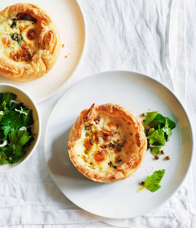 Quail egg and ham hock tarts