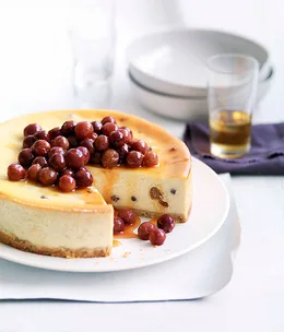 Ricotta and honey torte with scorched honey grapes