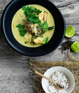 Lobster in coconut broth with Indian aromatics