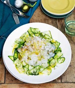 Lobster carpaccio with zucchini and mint salad