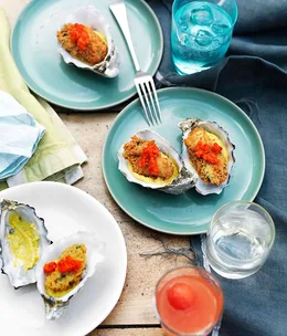 Fried oysters with corn and chilli