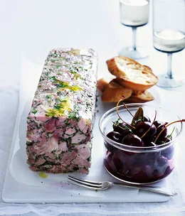 Pork and parsley terrine with pickled cherries