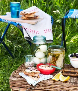 Pickled eggs with coriander salt