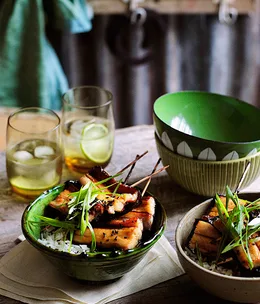 Grilled smoked eel in sweet glaze