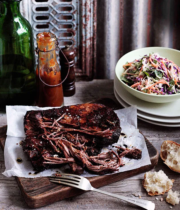 Cheat’s Texas brisket with coleslaw and barbecue sauce