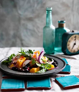 Moroccan orange, olive and onion salad