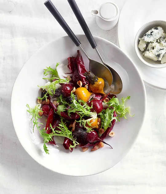 Roasted Beetroot with Pancetta, Hazelnuts and Roquefort