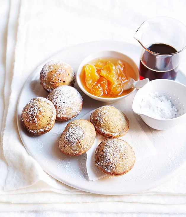 Poffertjes with mandarin jam