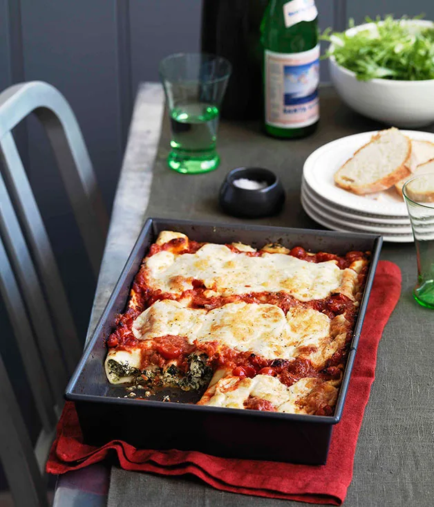 Bitter greens and ricotta cannelloni