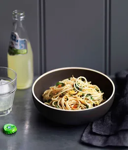 Spaghettini with lemon and bottarga