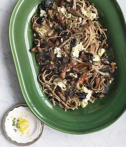 Mushroom, ricotta and thyme with farro linguine